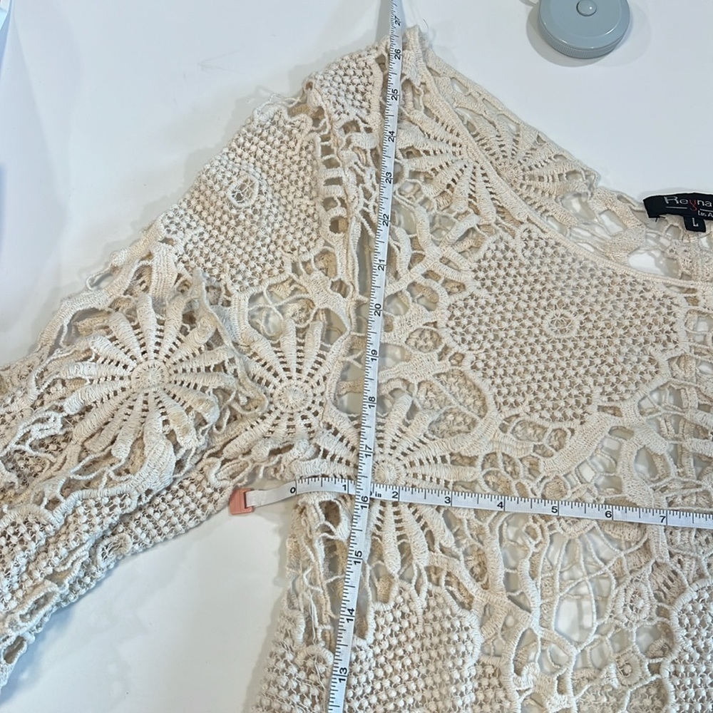 Reyna - L, Cream Crochet Knit Top, bohemian, hippie - Picture 7 of 8